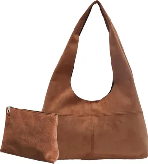 Big Tote Bag for Women Faux Suede Leather Shoulder Tote Bags Fashion Vintage Simple Work Commute Handbags