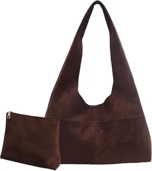 Big Tote Bag for Women Faux Suede Leather Shoulder Tote Bags Fashion Vintage Simple Work Commute Handbags