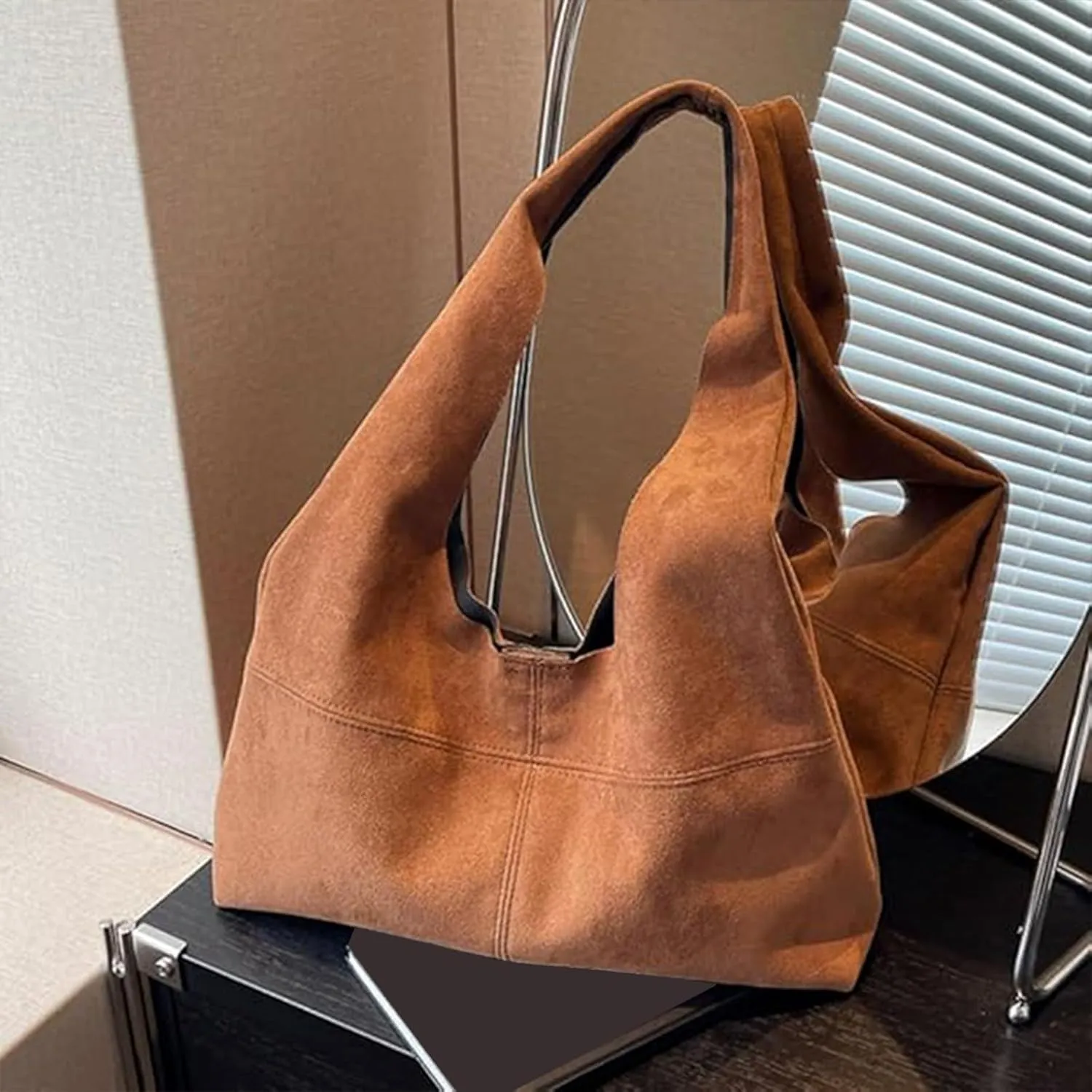 Big Tote Bag for Women Faux Suede Leather Shoulder Tote Bags Fashion Vintage Simple Work Commute Handbags