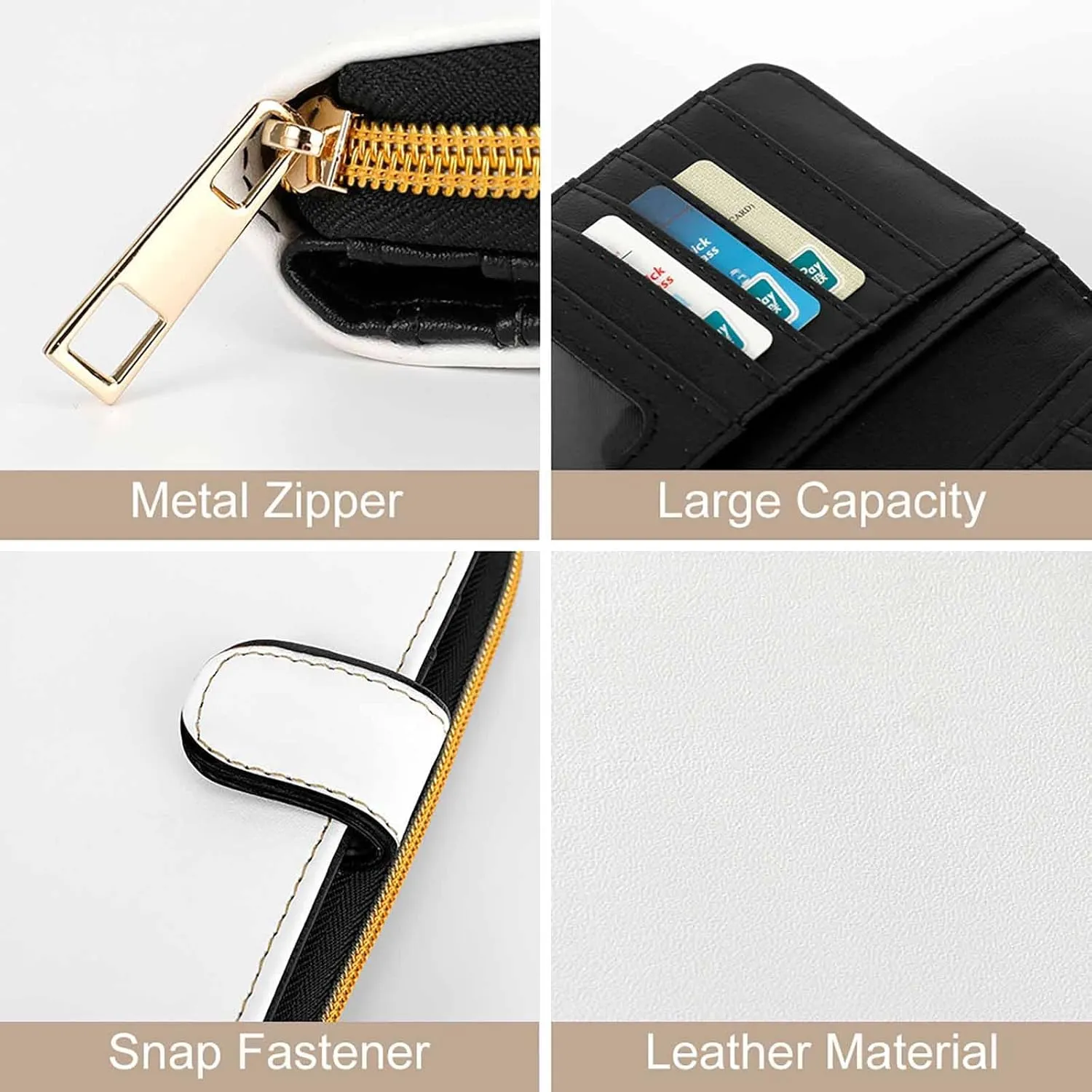 Black And White Houndstooth Wallets for Women, Fashion PU Leather Long Clutch Purse, Large Capacity Waterproof Travel Handbag Card Holder Organizer Wallets