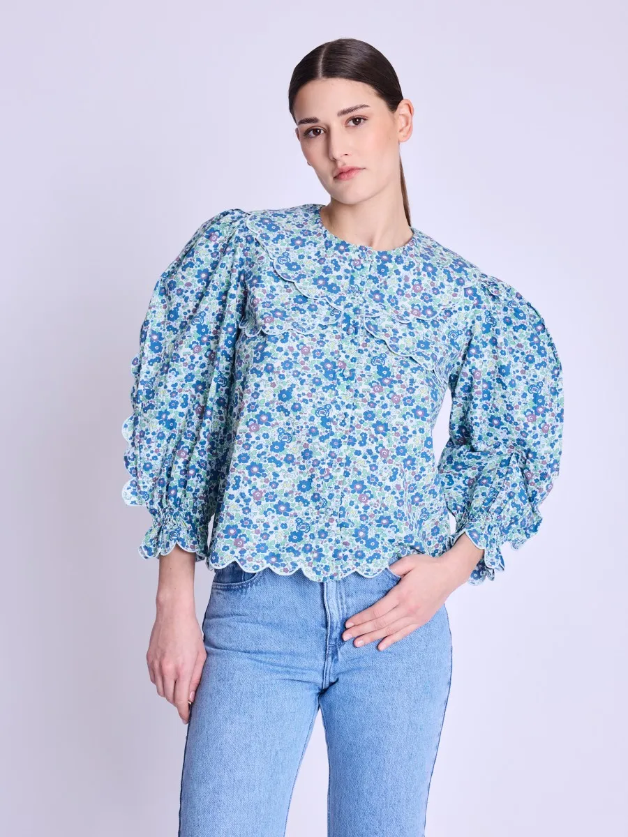 Blouse 18carmina6iht Blue-Liberty-Print