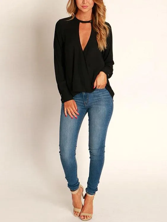 Blouse à Encolure en V Profonde
