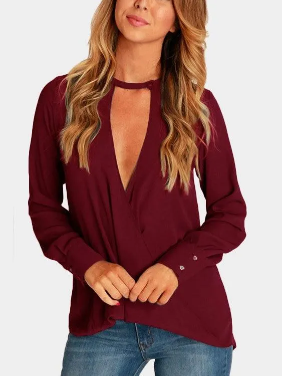 Blouse à Encolure en V Profonde