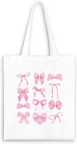 Blue Full Bow Preppy Tote Aesthetic,Coquette Preppy Trendy Gifts for Women,Reusable Grocery Bags Shopping Bags