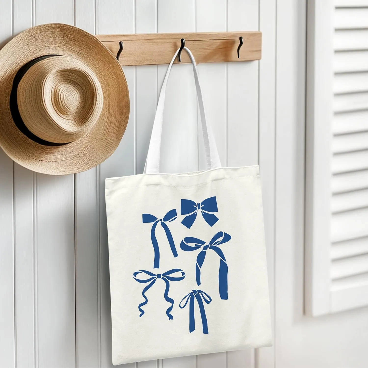 Blue Full Bow Preppy Tote Aesthetic,Coquette Preppy Trendy Gifts for Women,Reusable Grocery Bags Shopping Bags