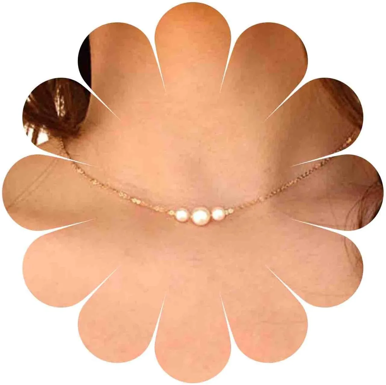 Boho Pearl Choker Necklace Gold Pearl Pendant Necklaces Tiny Bead Floating Necklaces Minimalist Wedding Necklace Jewelry Women