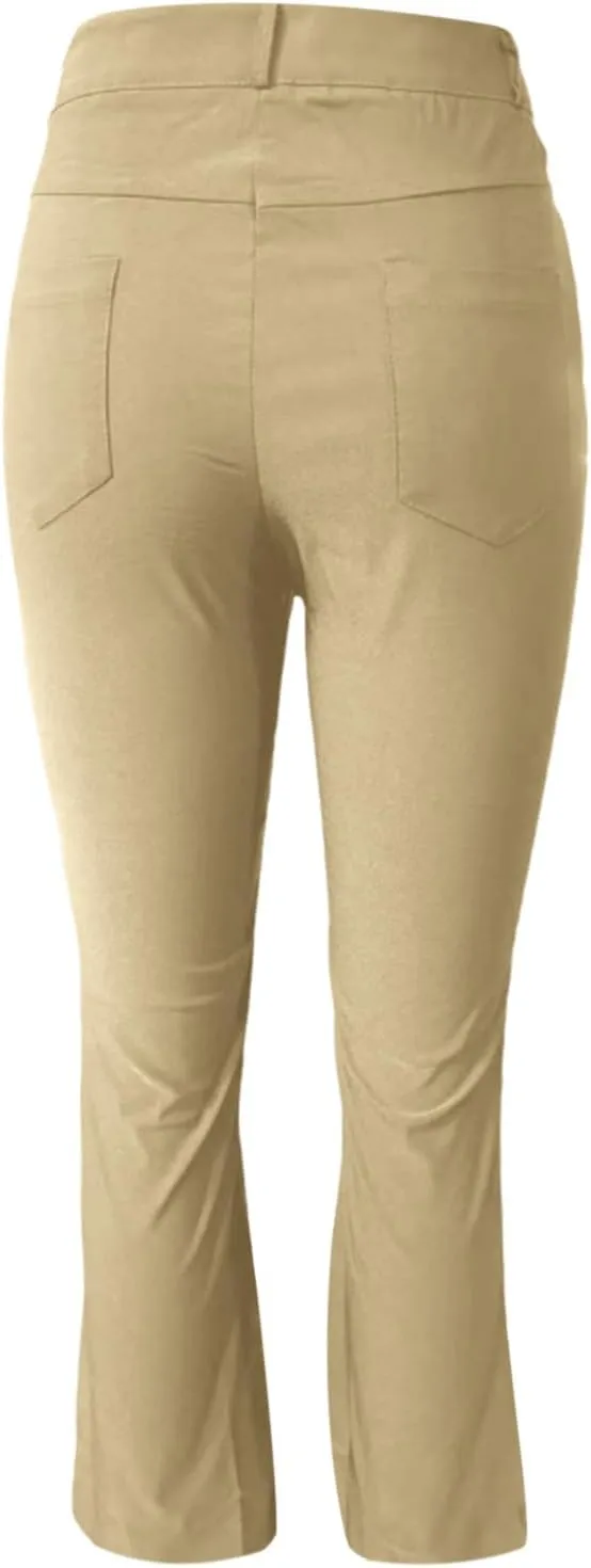 Bootcut Dress Pants Women Stretchy Work Business Office Casual Pull On Elastic Waist Trousers Slacks with Pockets