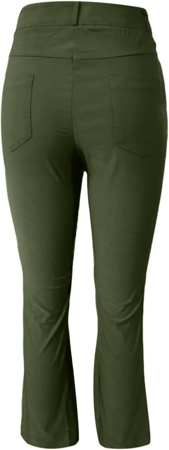 Bootcut Dress Pants Women Stretchy Work Business Office Casual Pull On Elastic Waist Trousers Slacks with Pockets