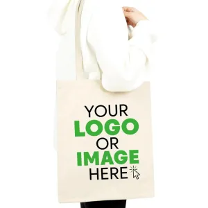 Bulk Custom Canvas Tote Bags 14x16 in  Personalized Heavy-Duty 12 oz Cotton, Reusable Shopping Bags, Full-Color Printing for Events, Trade Shows, and Promotions
