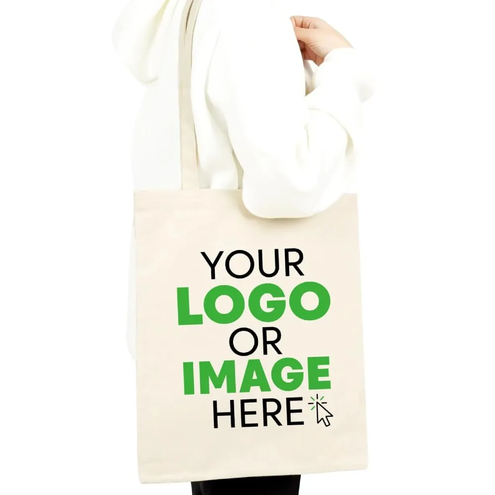 Bulk Custom Canvas Tote Bags 14x16 in  Personalized Heavy-Duty 12 oz Cotton, Reusable Shopping Bags, Full-Color Printing for Events, Trade Shows, and Promotions