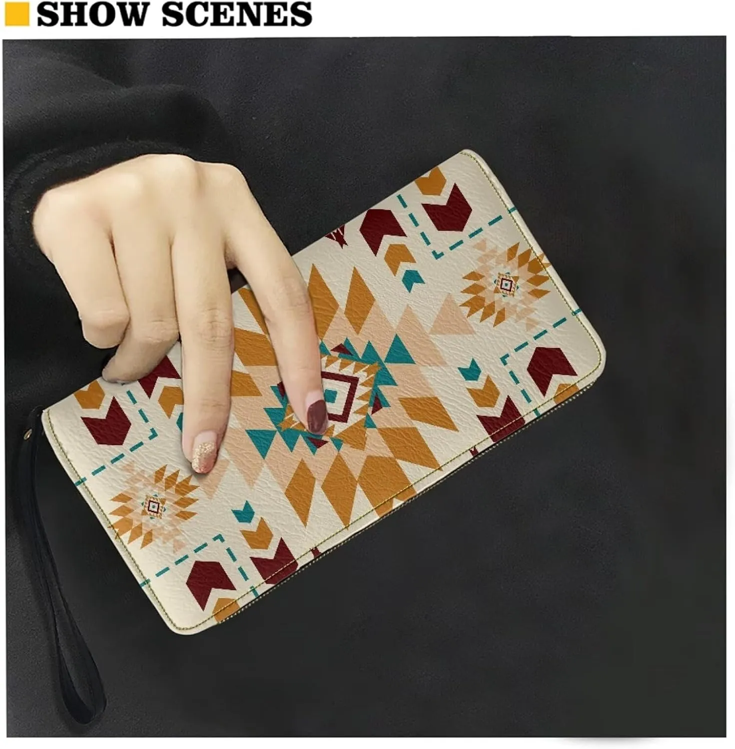 Bulopur Aztec Wristlet Wallets for Men Womens Wristlet Wallets Zip Around Cash Coin Clutch Purses PU Leather Handbags Gifts