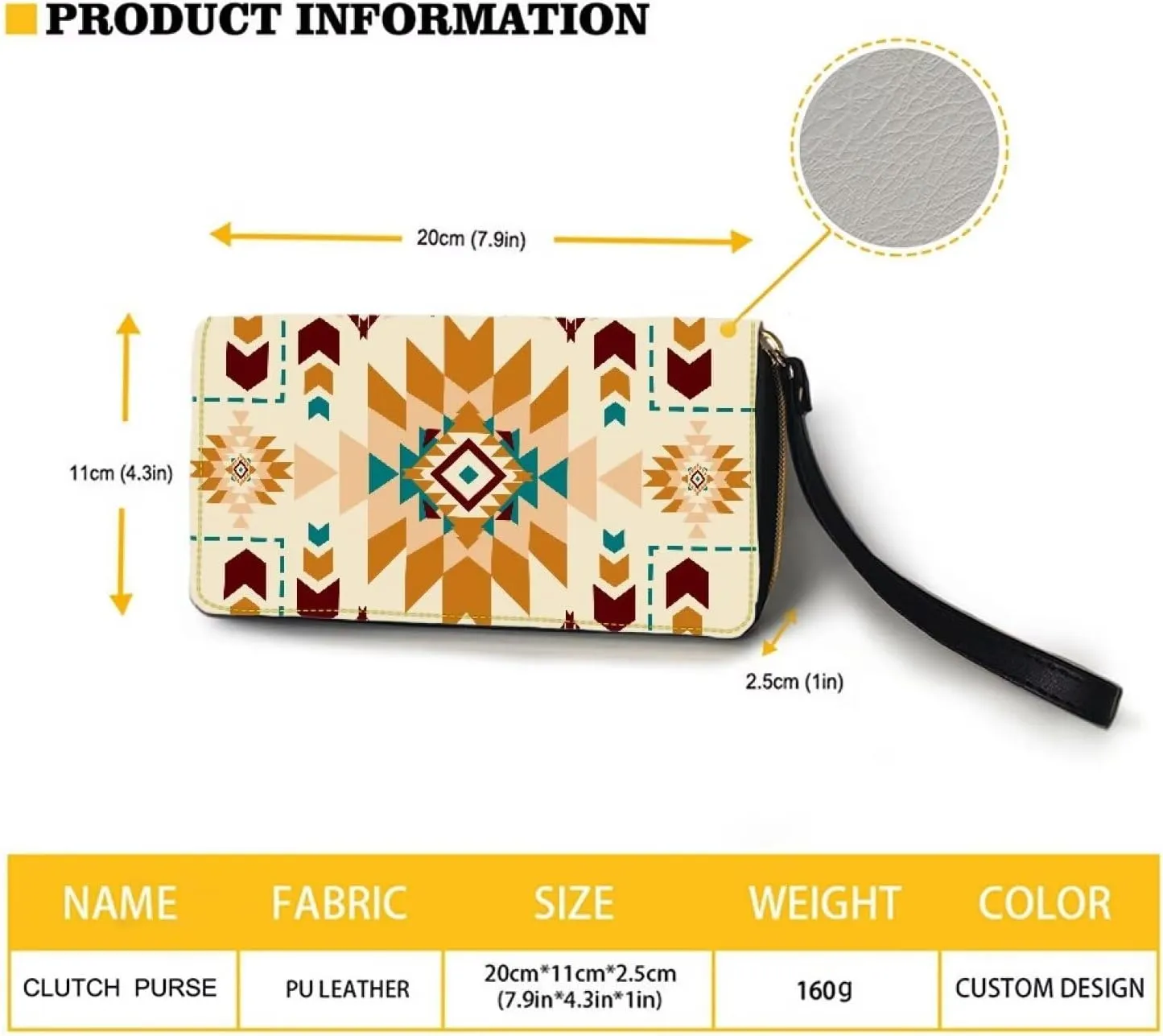 Bulopur Aztec Wristlet Wallets for Men Womens Wristlet Wallets Zip Around Cash Coin Clutch Purses PU Leather Handbags Gifts