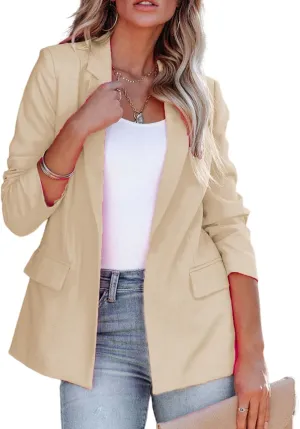 Business Casual Blazer for Women Suit Jackets Dressy Long Sleeve Open Front Work Office Blazer Lapel Button Jacket