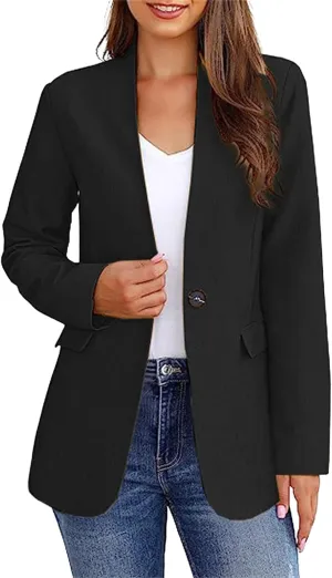 Business Casual Blazer for Women Suit Jackets Dressy Long Sleeve Open Front Work Office Blazer Lapel Button Jacket