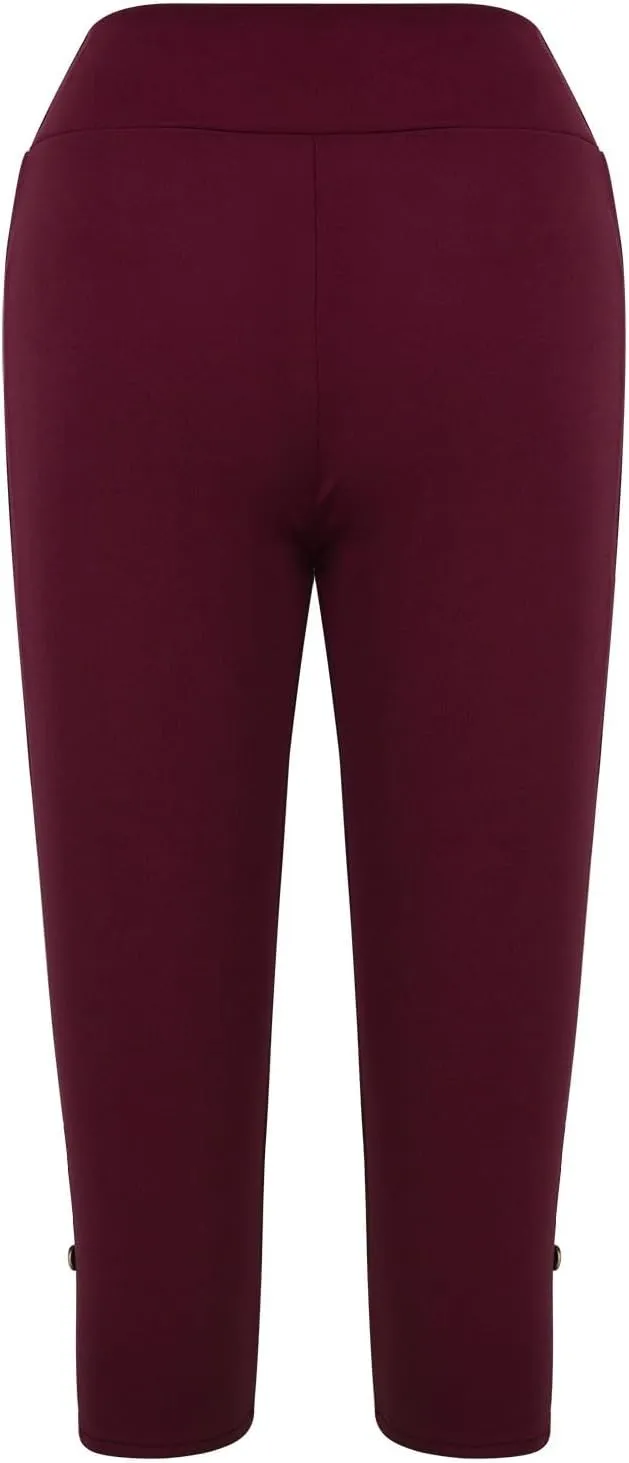 CAITS Women High Waist Cropped Pants Tight Yoga Leggings Stretch 3/4 Pant Elasticated Waist Trouser Slim Sweatpant Plus Size