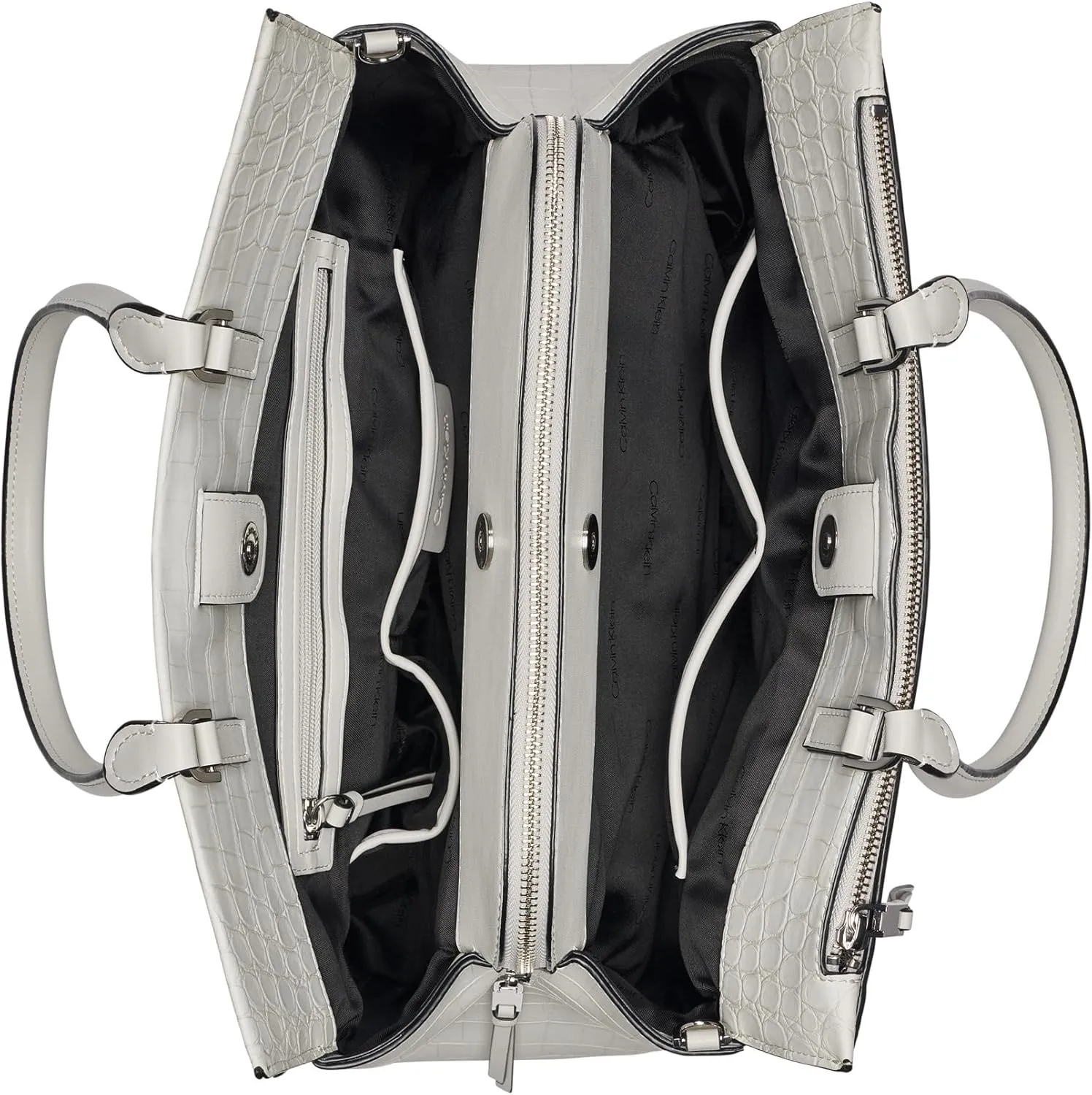 Calvin Klein Becky Tote Bag  2 in 1, Vegan Leather, Monogram, 3 Pockets