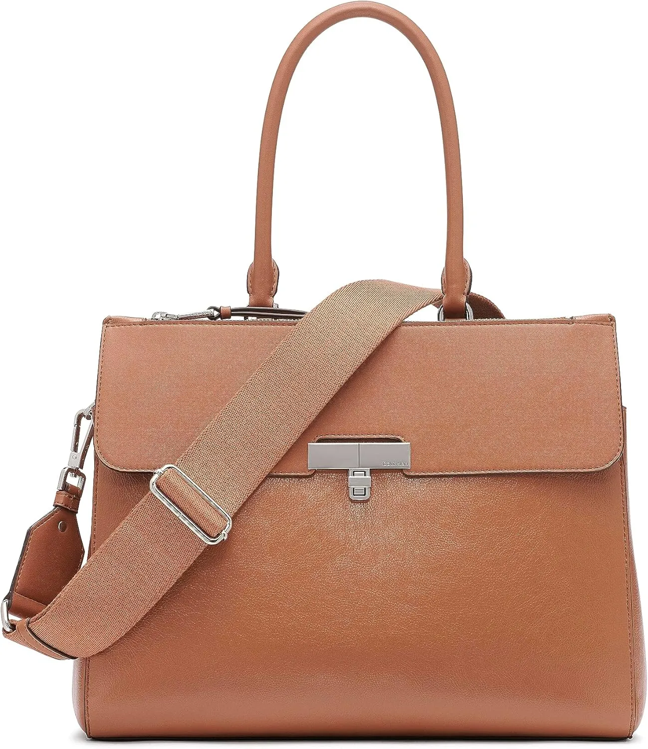 Calvin Klein Becky Tote Bag  2 in 1, Vegan Leather, Monogram, 3 Pockets