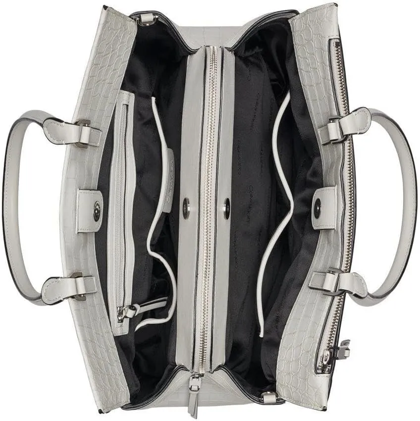 Calvin Klein Becky Tote Bag  2 in 1, Vegan Leather, Monogram, 3 Pockets