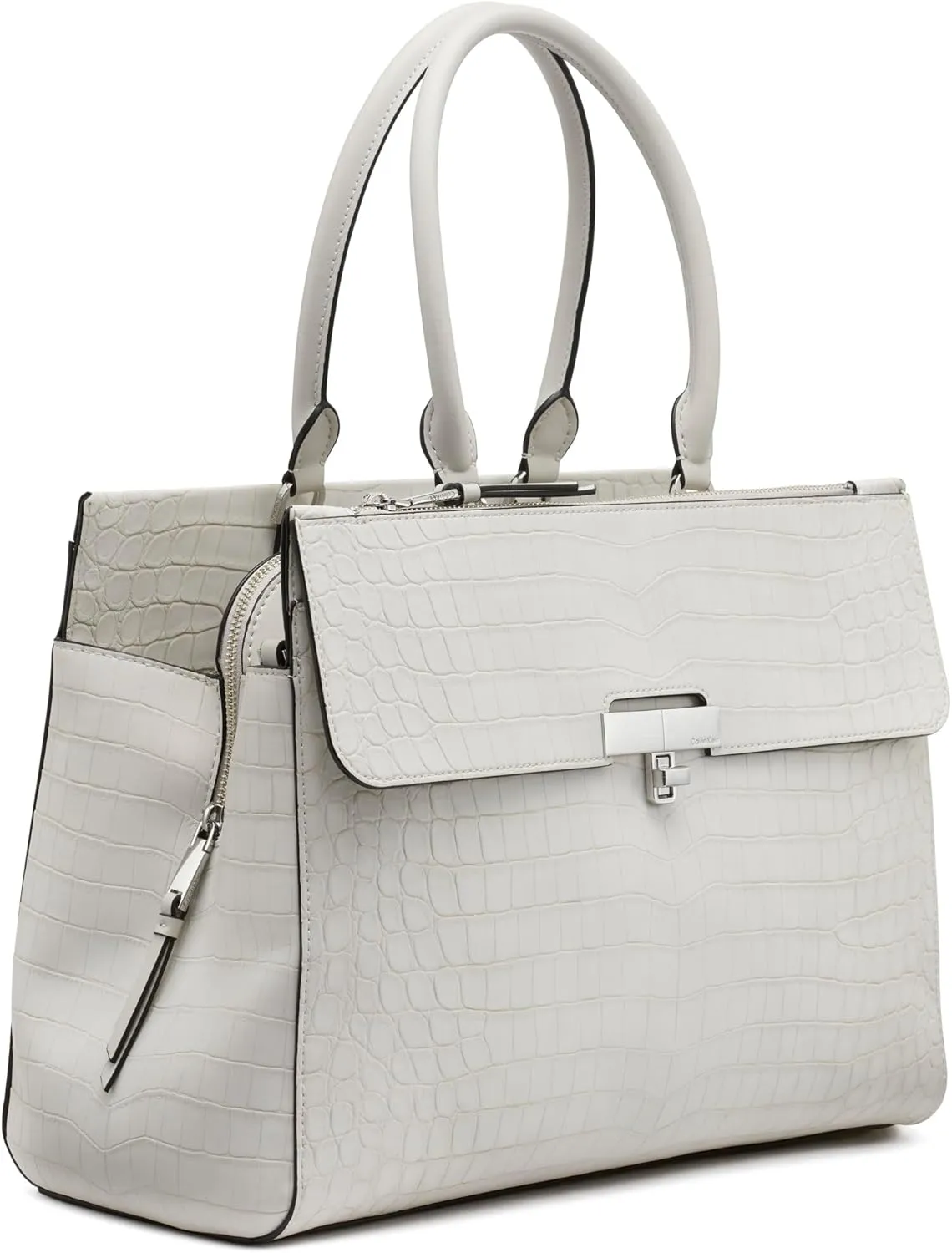 Calvin Klein Becky Tote Bag  2 in 1, Vegan Leather, Monogram, 3 Pockets