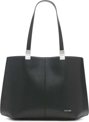 Calvin Klein Granite Geometric Tote Bag  Vegan Leather, Monogram, 3 Pockets