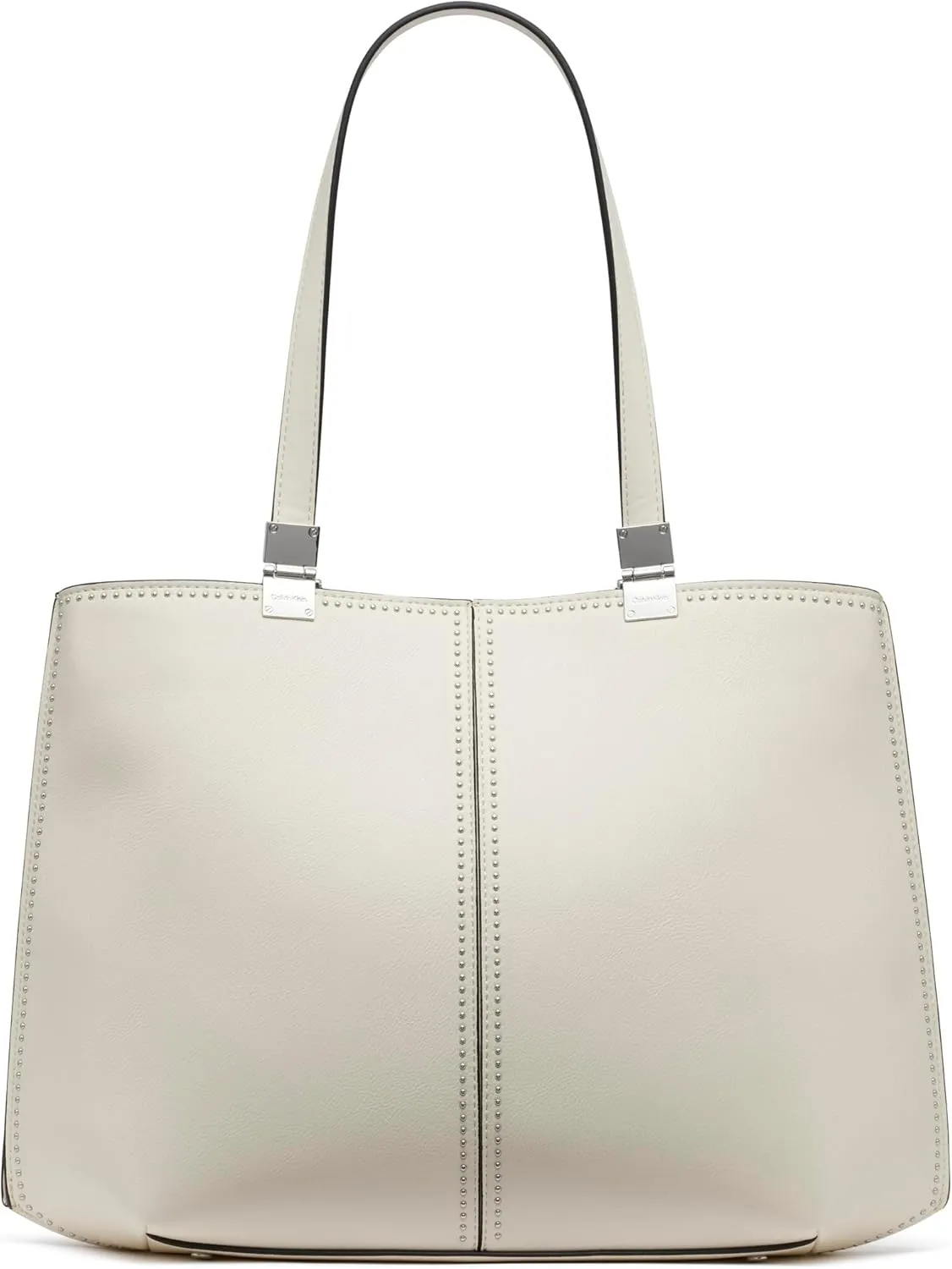 Calvin Klein Granite Geometric Tote Bag  Vegan Leather, Monogram, 3 Pockets