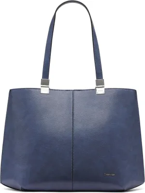 Calvin Klein Granite Geometric Tote Bag  Vegan Leather, Monogram, 3 Pockets