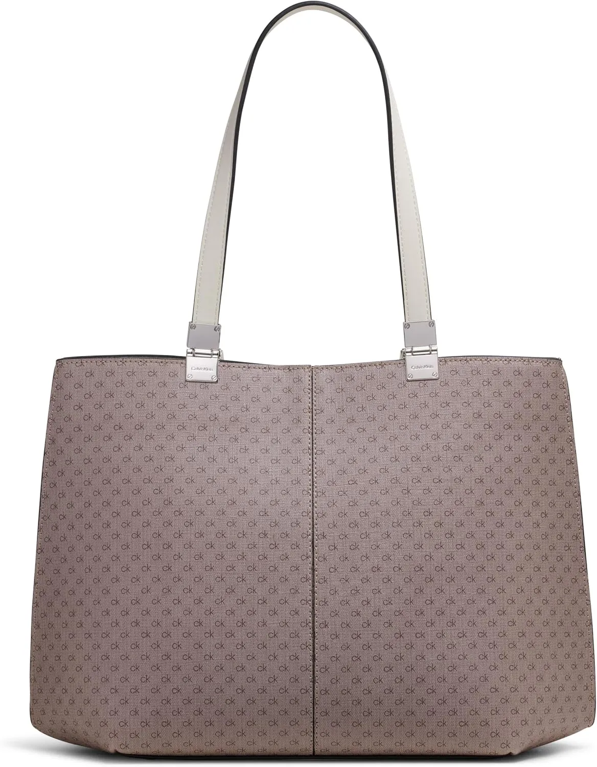 Calvin Klein Granite Geometric Tote Bag  Vegan Leather, Monogram, 3 Pockets