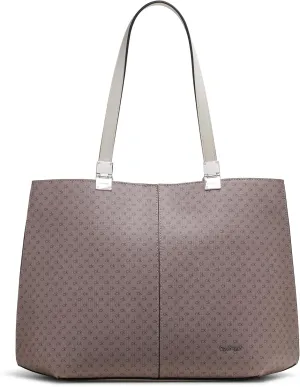 Calvin Klein Granite Geometric Tote Bag  Vegan Leather, Monogram, 3 Pockets