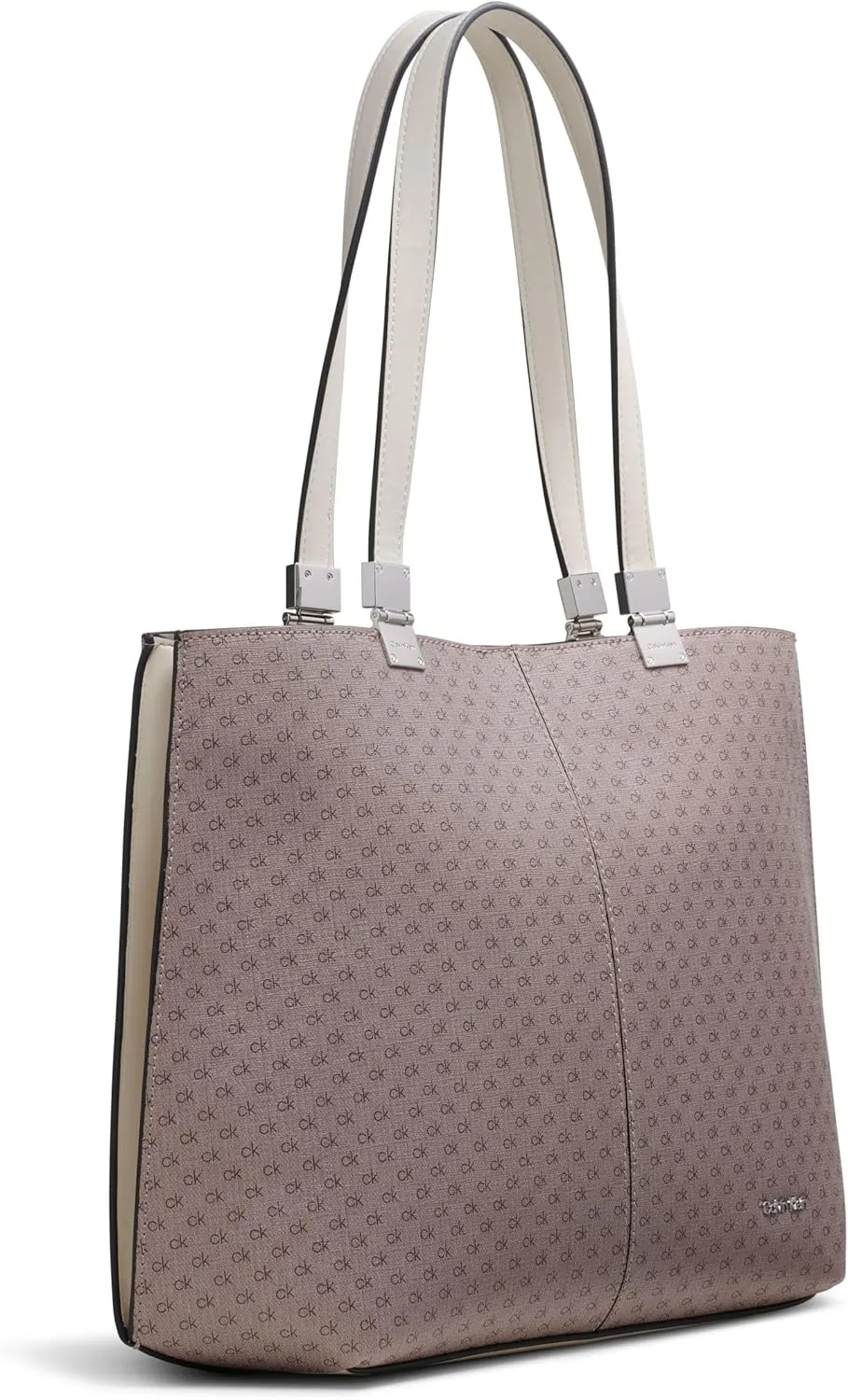 Calvin Klein Granite Geometric Tote Bag  Vegan Leather, Monogram, 3 Pockets