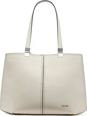 Calvin Klein Granite Geometric Tote Bag  Vegan Leather, Monogram, 3 Pockets