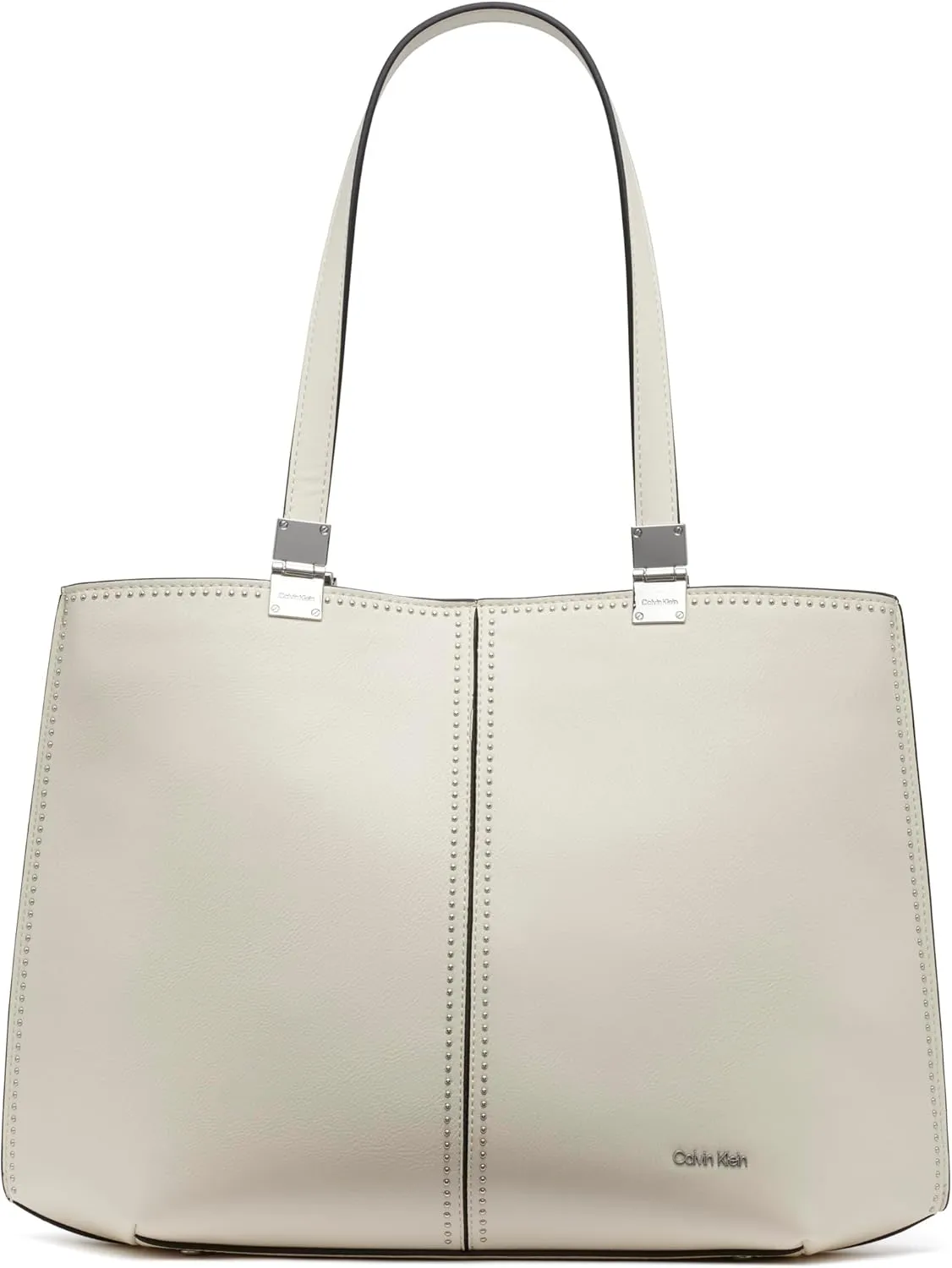 Calvin Klein Granite Geometric Tote Bag  Vegan Leather, Monogram, 3 Pockets