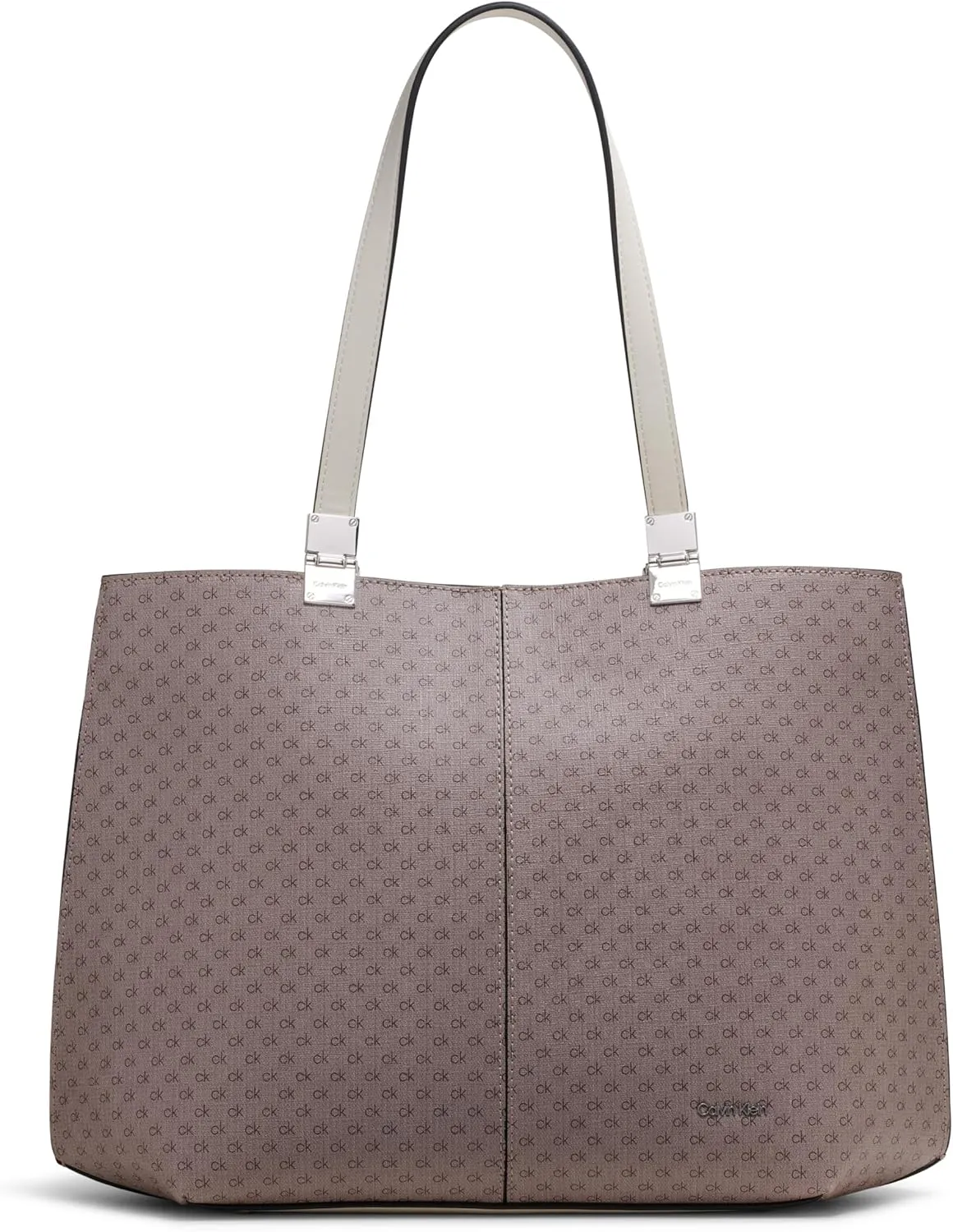 Calvin Klein Granite Geometric Tote Bag  Vegan Leather, Monogram, 3 Pockets