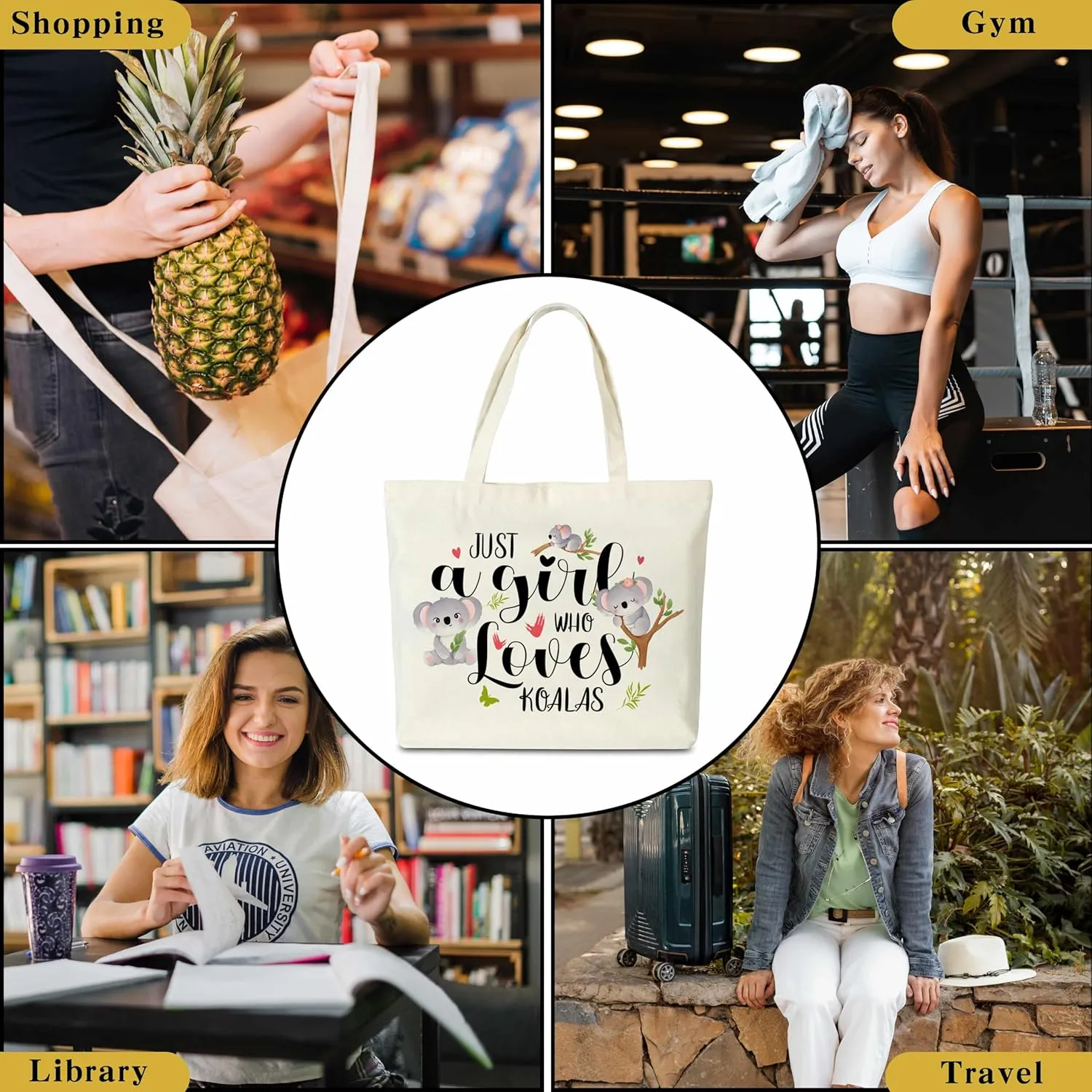 Canvas Tote Bag, Dinosaurs Lover Gift Tote Bags for Women Travel Shopping Beach - G