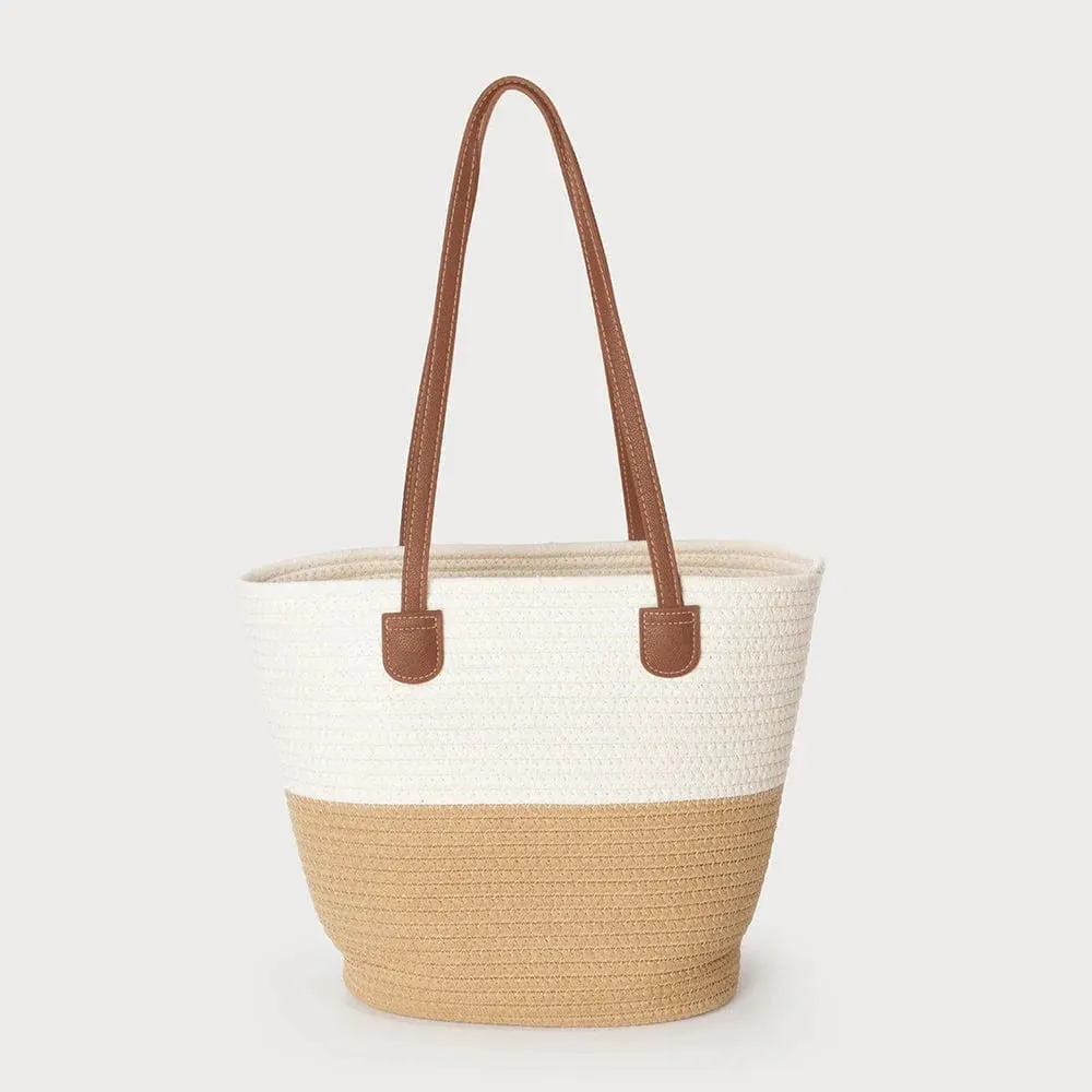 Caracol Large Rope Tote With Imitation Leather Handle-7161