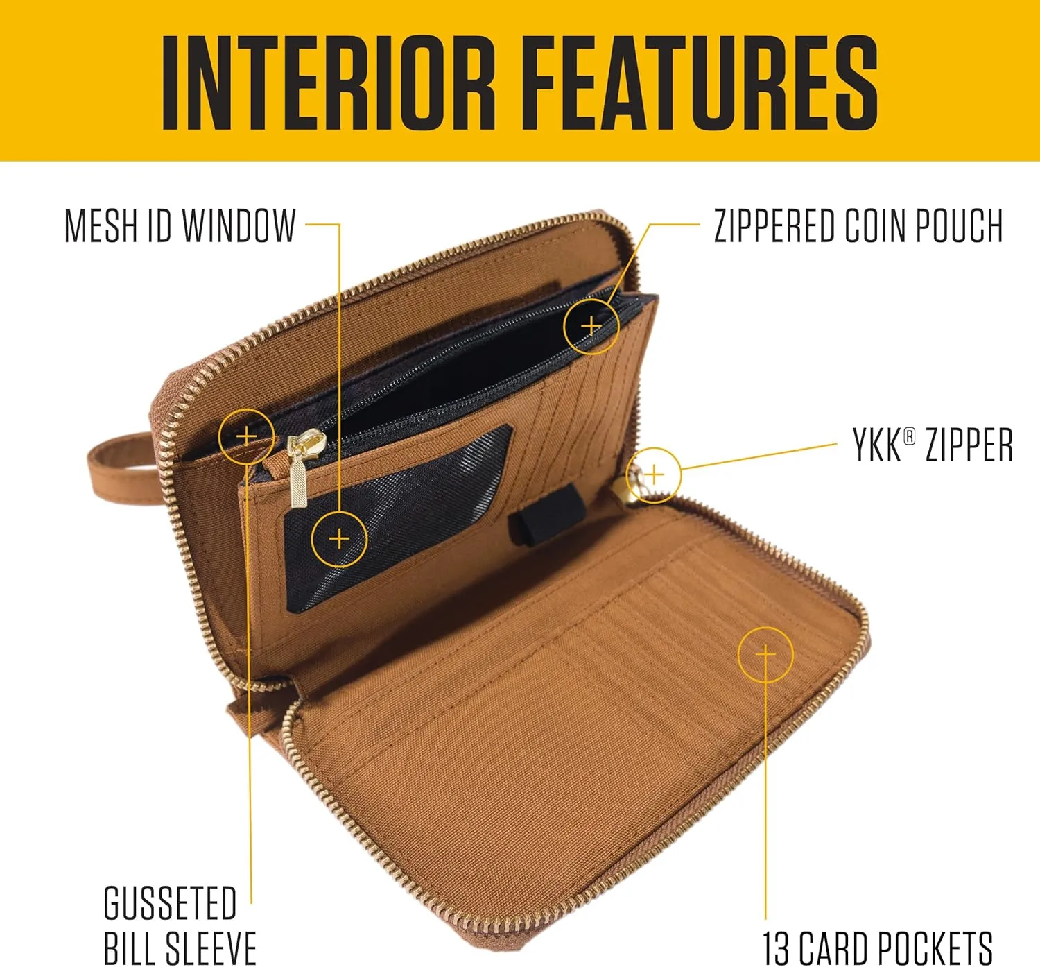 Carhartt Casual Canvas Lay Flat Clutch Wallets for Women