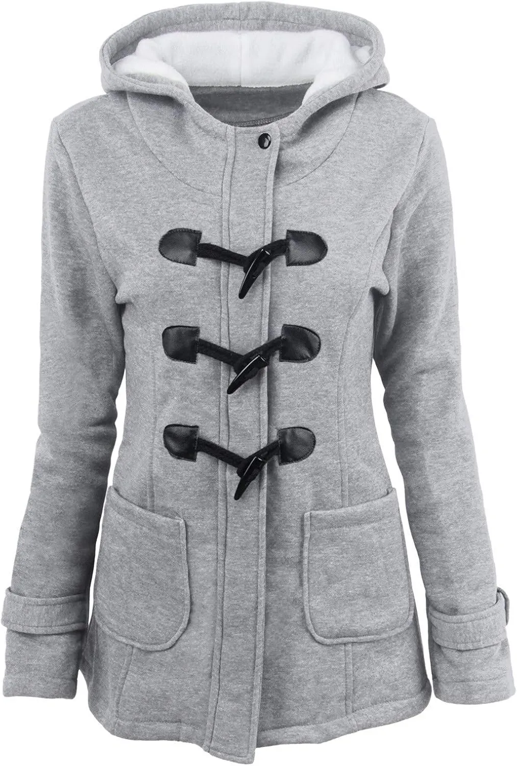Ceboyel Womens Horn Button Winter Coats Fleece Lined Thicken Jackets Fashion Pea Coat Sweater 2023 Trendy Warm Clothes