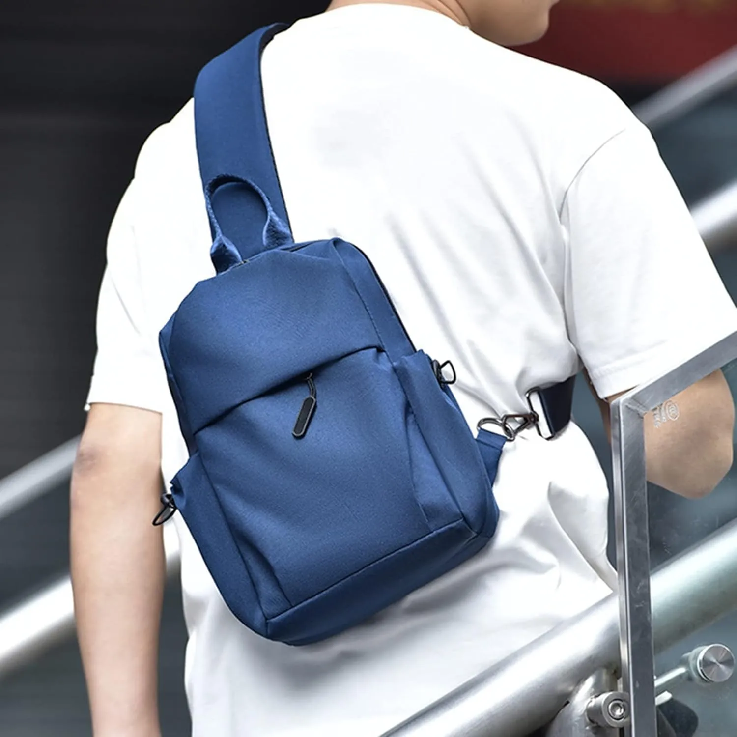 Chest Bags For Men Leisure Daily Versatility Trend Border New Chest Bags For Men Sports Backpack 14in (Blue, One Size)