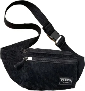 Chest Bags Texture Body Small Bags Sports Waist Bag Casual Shoulder Bag For Men Women Canvas Leather (Black, One Size)