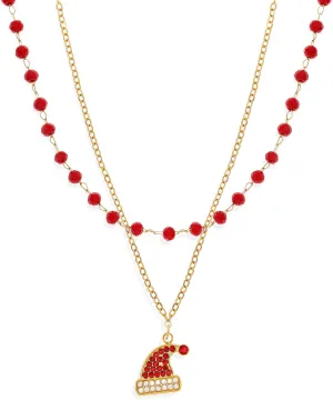 Christmas Charm Necklace for Woman, Trendy Adorable Pendants Adjustable Beaded Chain Necklaces Festival Fashion Jewelry Gift.