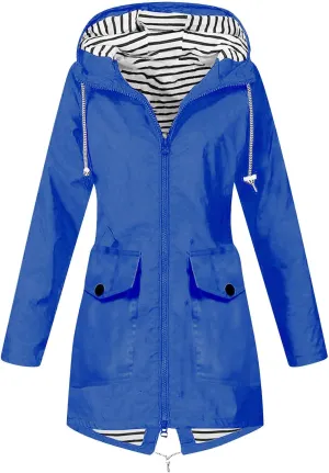 Coat for Women Winter, Women Solid Rain Jacket Rainwear Outdoor Plus Windproof Hooded Active Windbreaker