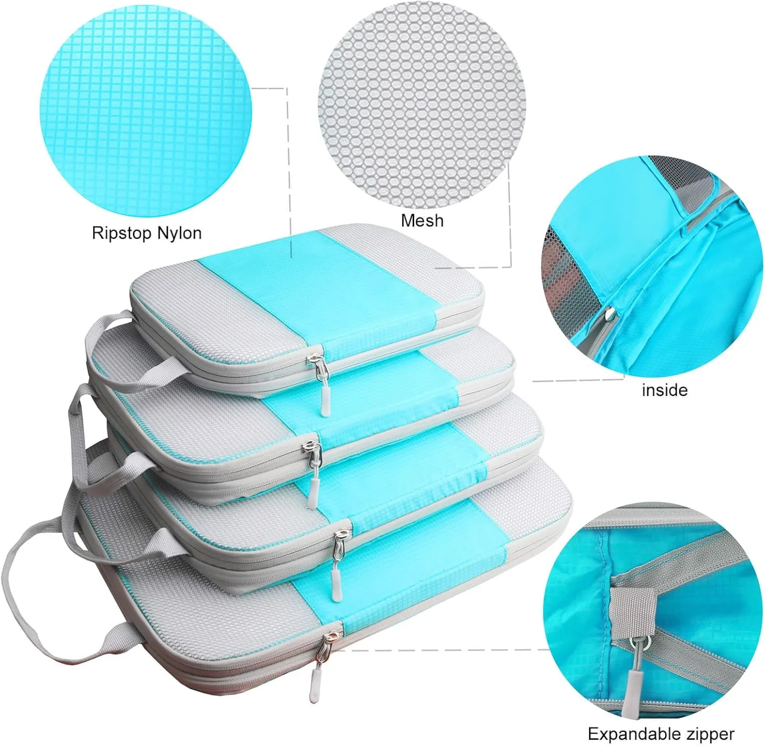 Compression Packing Cubes For Suitcases,Gowraps 6 Set/4 Set Travel Cubes For Luggage/Carry On/Backpack Compressible Travel Organizer Bags &Storage Bag Set Packing Organizers