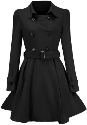 cooki Fall Jackets for Women 2023 Women Wool Trench Coat Winter Double-Breasted Jacket with Belts Casual Winter Classic Coat