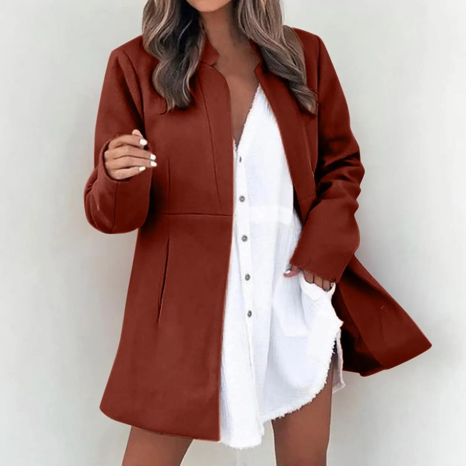 cooki Fall Jackets for Women 2023 Women's Trench Coat Double-Breasted Classic Lapel Overcoat Waterproof Coat Classic Jackets