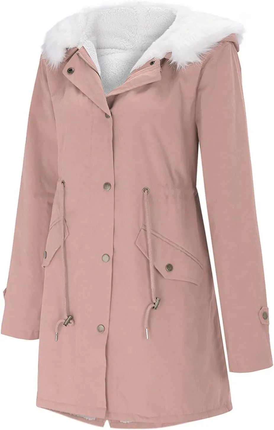 cooki Winter Coats for Women 2023 Warm Sherpa Fleece Lined Distressed Jackets Hooded Parka Faux Suede Peacoat Outerwear