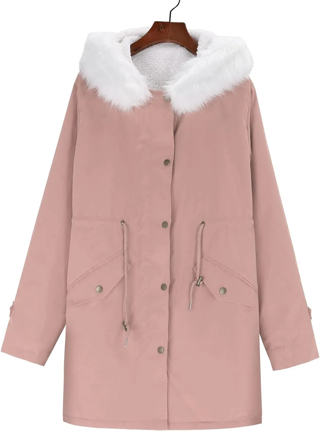 cooki Winter Coats for Women 2023 Warm Sherpa Fleece Lined Distressed Jackets Hooded Parka Faux Suede Peacoat Outerwear