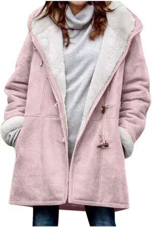 cooki Womens Coats Winter Fleece Lined Coats Sherpa Jackets Fuzzy Fleece Coats Oversized Long Thicken Vintage Warm Outerwear