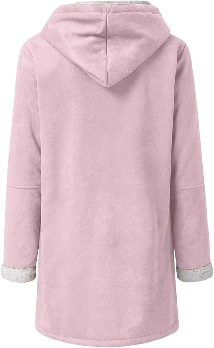 cooki Womens Coats Winter Fleece Lined Coats Sherpa Jackets Fuzzy Fleece Coats Oversized Long Thicken Vintage Warm Outerwear
