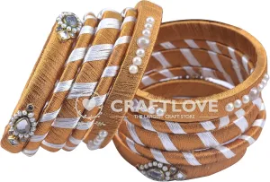 CRAFT LOVE Silk Thread Pastel Pearl Drop Kundan Bangles