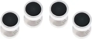 Cuff-Daddy Mens Solid 925 Sterling Silver Black Onyx Tuxedo Shirt Studs with Travel Pouch - 3/8" Groomsmen Party Special Occasions Wedding Tuxedo Shirt Studs - Set of 4