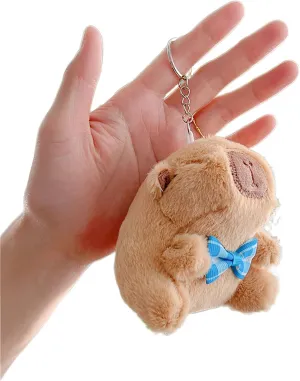 Cute Plush Capybara Charm Keychain Soft Stuffed Ornament Keyring Lovely Pendants for Purse Bag Backpack Handbag